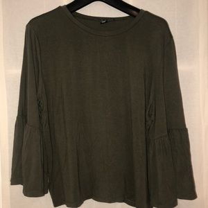 Bell Sleeve Army Green Cotton Top